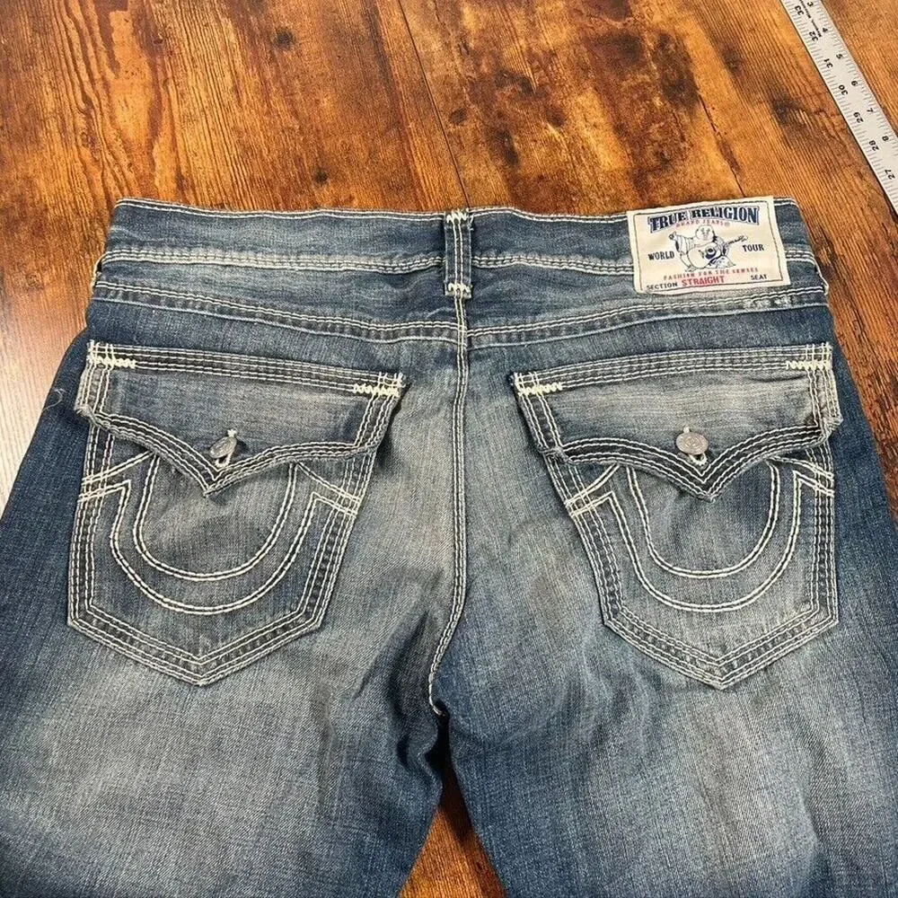 True‎ Religion Straight With Flaps Mega T Blue Jeans Mens 38X34